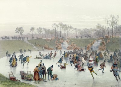Skaters on the Lake at Bois de Boulogne by Eugene Charles Francois Guerard